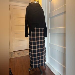 NWT Akris Punto Black and Orange Plaid Skirt